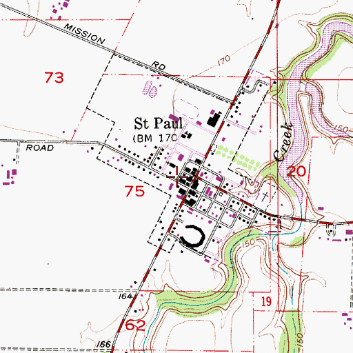 Topographic Map of Saint Paul, OR