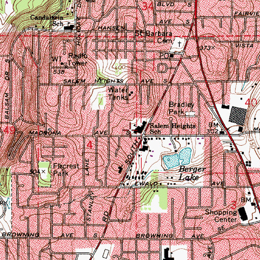 Topographic Map of Salem Heights Elementary School, OR