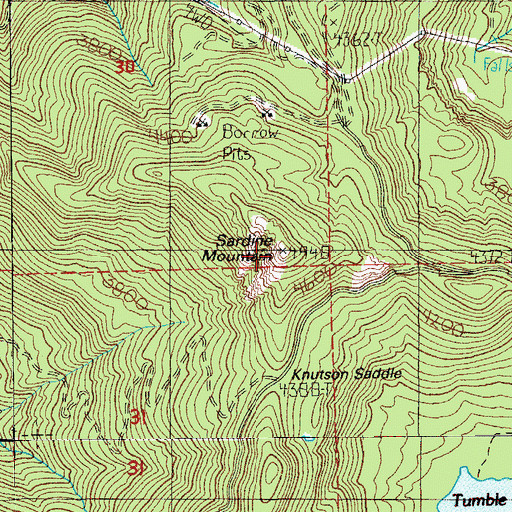 Topographic Map of Sardine Mountain, OR