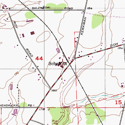 Topographic Map of Schefflin, OR