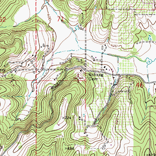 Topographic Map of Schrag Cemetery, OR