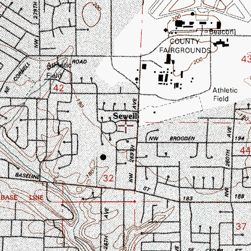 Topographic Map of Sewell, OR