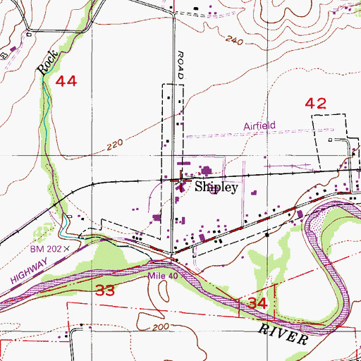 Topographic Map of Shipley, OR