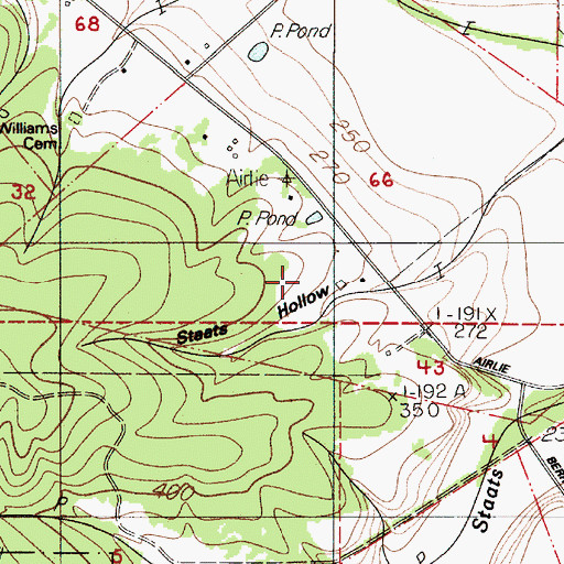 Topographic Map of Staats Hollow, OR