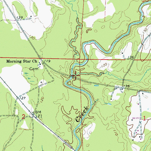 Topographic Map of Cobbs Branch, AL