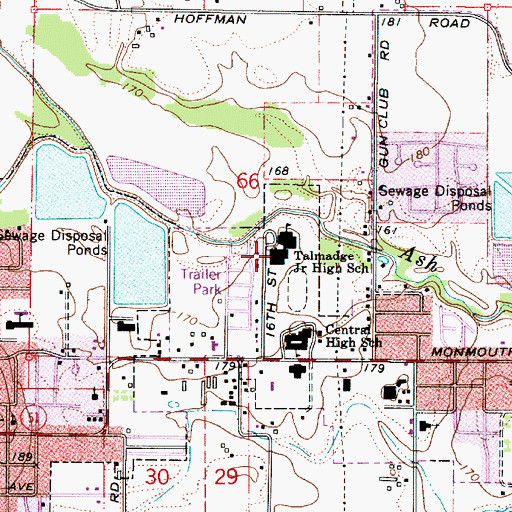 Topographic Map of Talmadge Middle School, OR