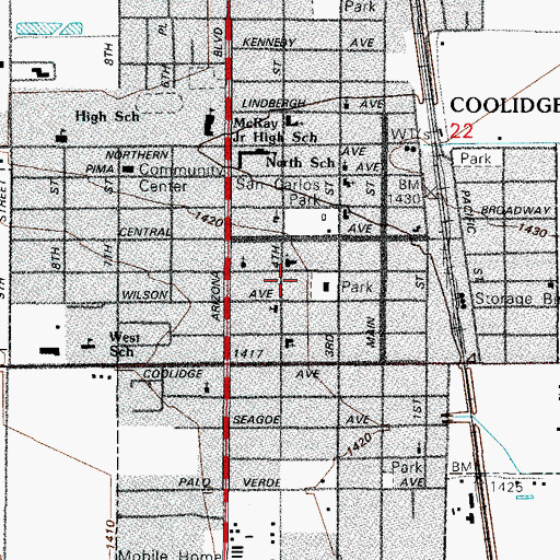 Topographic Map of South School, AZ