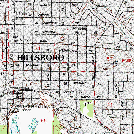 Topographic Map of Tuality Community Hospital, OR