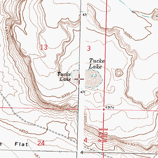 Topographic Map of Tucke Lake, OR