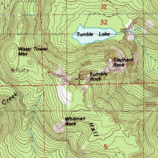 Topographic Map of Tumble Rock, OR