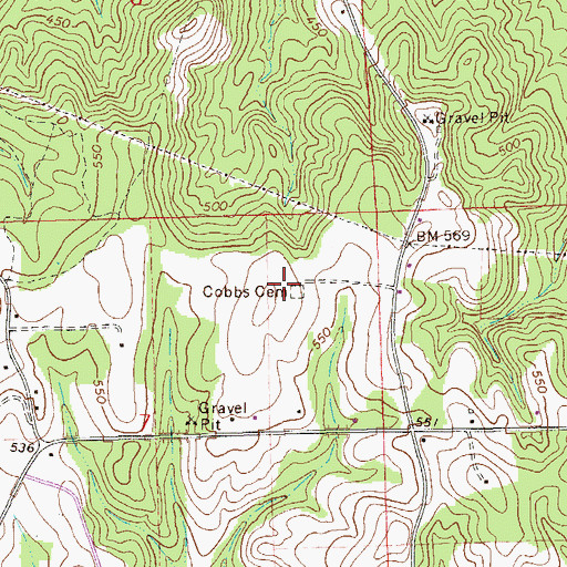 Topographic Map of Cobbs Cemetery, AL