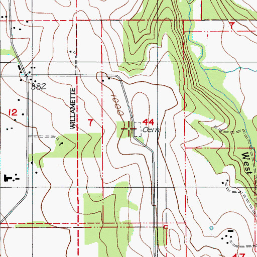 Topographic Map of Union Hill Cemetery, OR