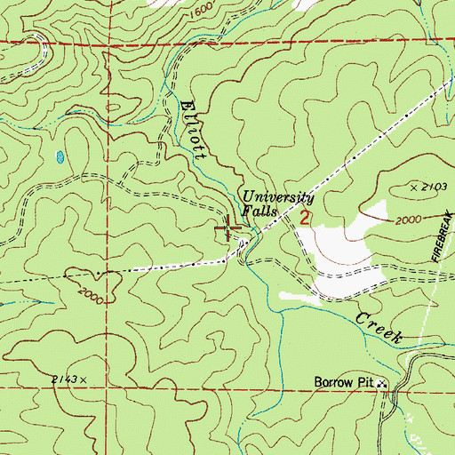 Topographic Map of University Falls, OR