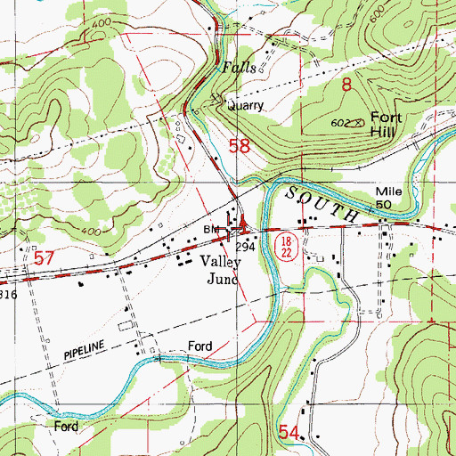 Topographic Map of Valley Junction, OR