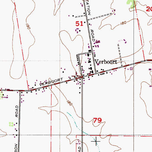 Topographic Map of Verboort, OR