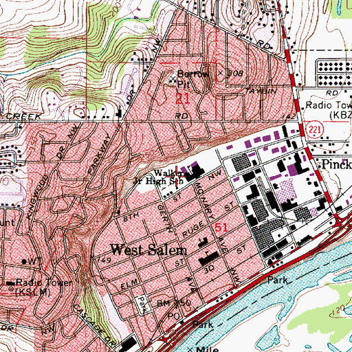 Topographic Map of Walker Middle School, OR