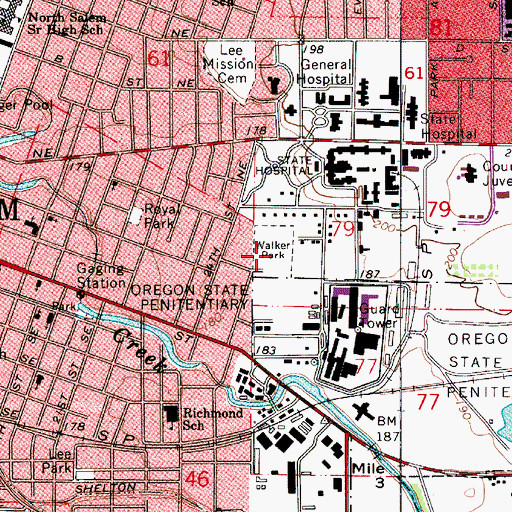 Topographic Map of Walker Park, OR