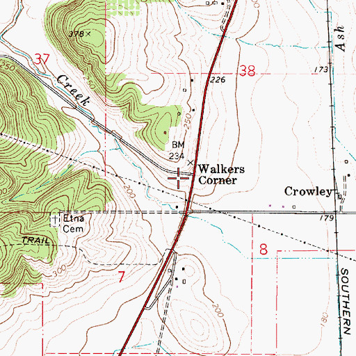 Topographic Map of Walkers Corner, OR