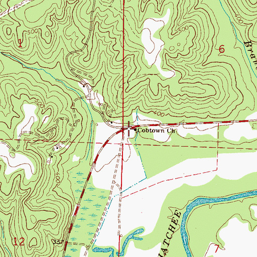 Topographic Map of Cobtown Church, AL