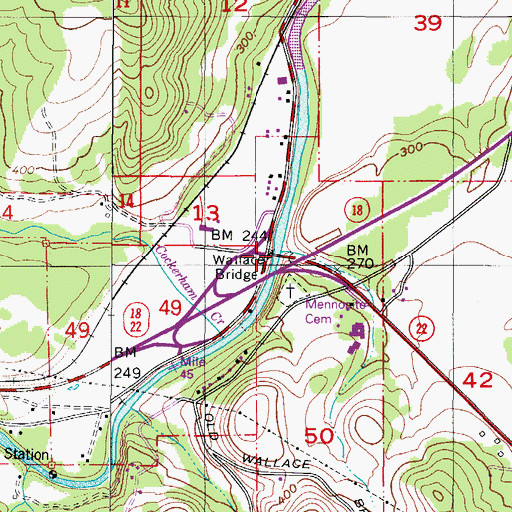 Topographic Map of Wallace Bridge, OR