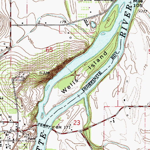 Topographic Map of Wells Island, OR