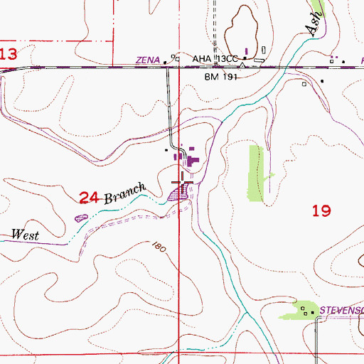 Topographic Map of West Branch Ash Swale, OR