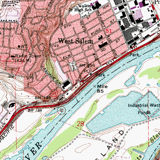 Topographic Map of West Salem, OR