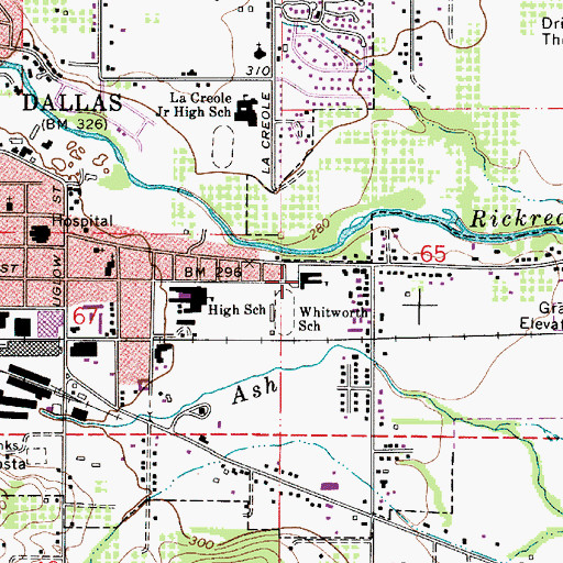 Topographic Map of Whitworth Elementary School, OR