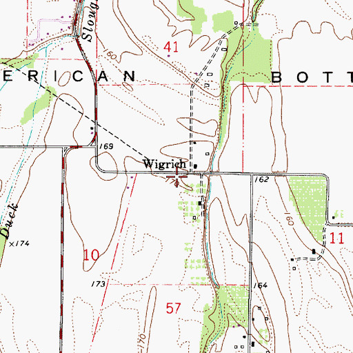 Topographic Map of Wigrich, OR