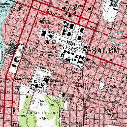 Topographic Map of Willamette University, OR