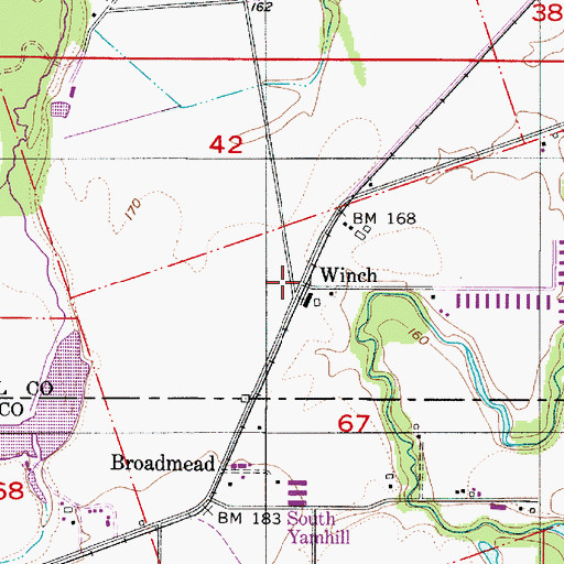 Topographic Map of Winch, OR