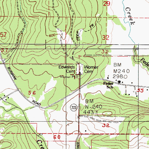 Topographic Map of Womer Cemetery, OR