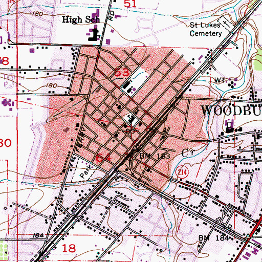 Topographic Map of Woodburn, OR