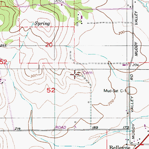 Topographic Map of United Brethren Cemetery, OR