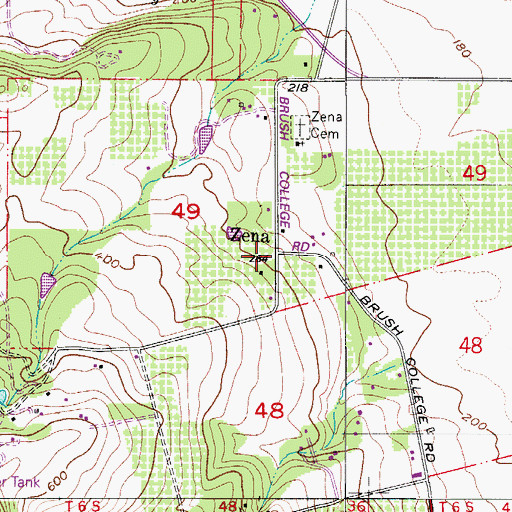 Topographic Map of Zena, OR