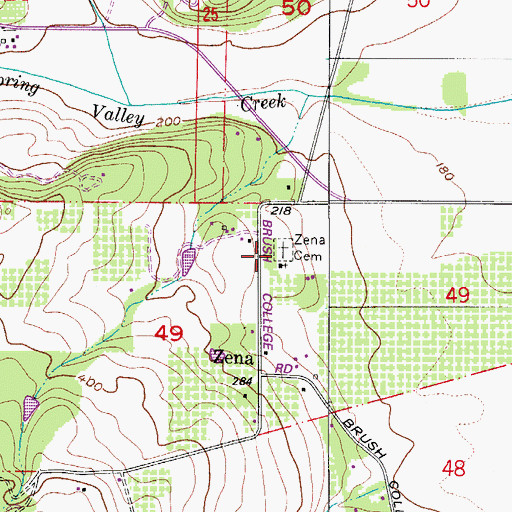Topographic Map of Zena Cemetery, OR