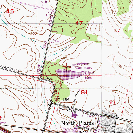 Topographic Map of Jackson Cemetery, OR