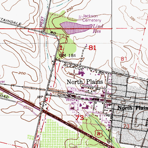 Topographic Map of North Plains School, OR