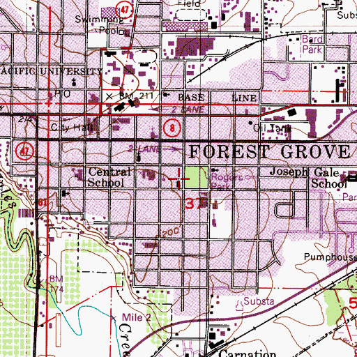 Topographic Map of Rogers Park, OR