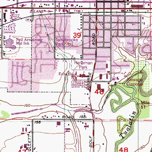 Topographic Map of Echo Shaw Elementary School, OR