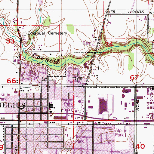 Topographic Map of Cornelius Lutheran Cemetery, OR