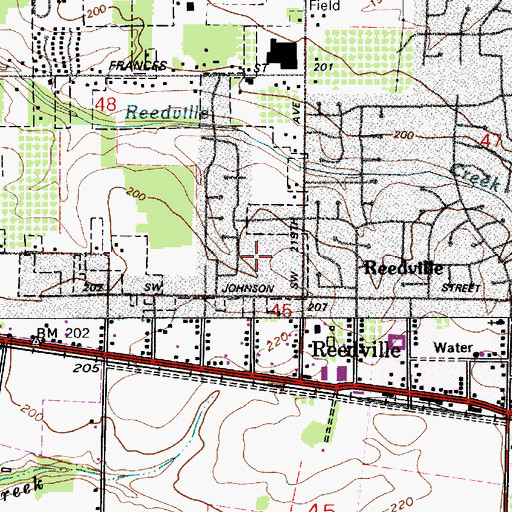 Topographic Map of Ladd Acres Elementary School, OR