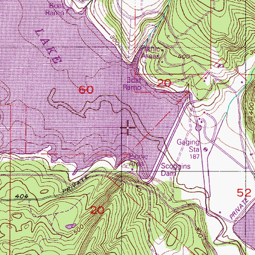 Topographic Map of Scoggins Dam, OR