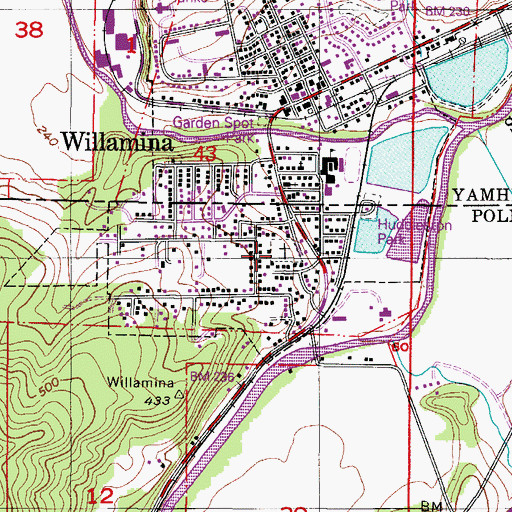 Topographic Map of Willamina Cemetery, OR