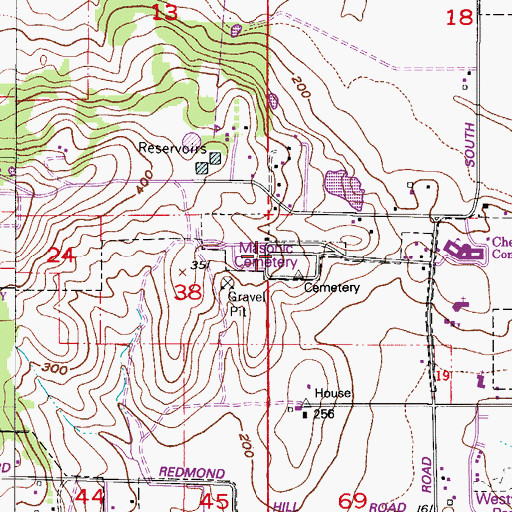 Topographic Map of Masonic Cemetery, OR