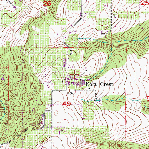 Topographic Map of Mathew Spring, OR