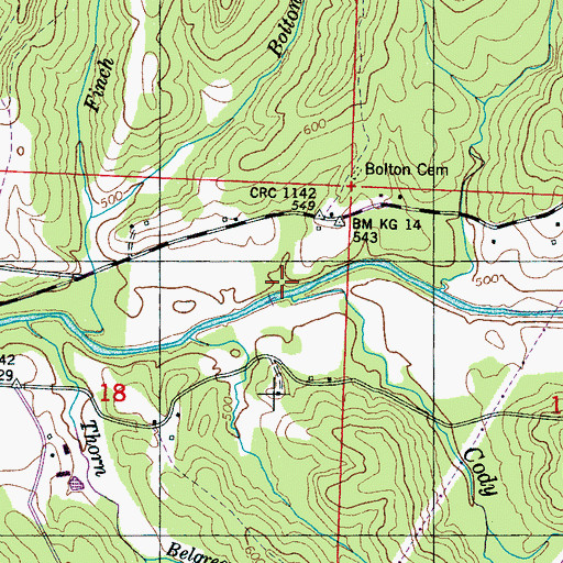 Topographic Map of Cody Branch, AL