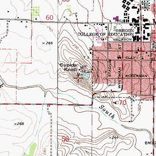 Topographic Map of Monmouth Reservoir, OR