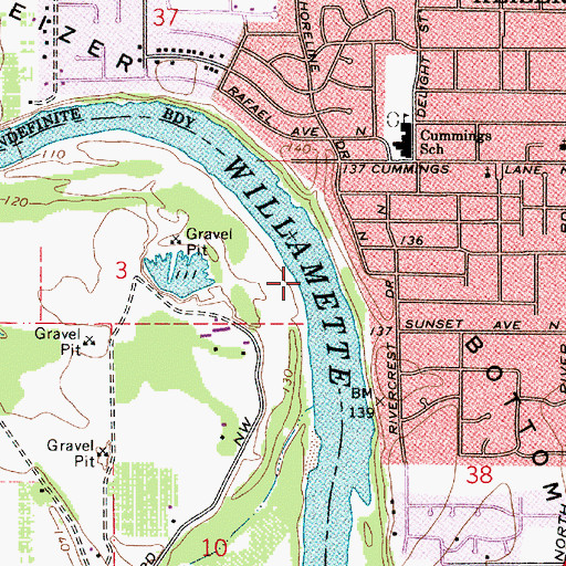 Topographic Map of Keizer Rapids, OR