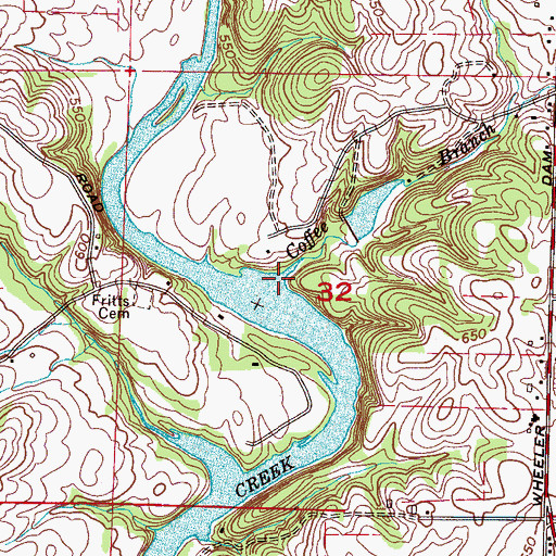 Topographic Map of Coffee Branch, AL